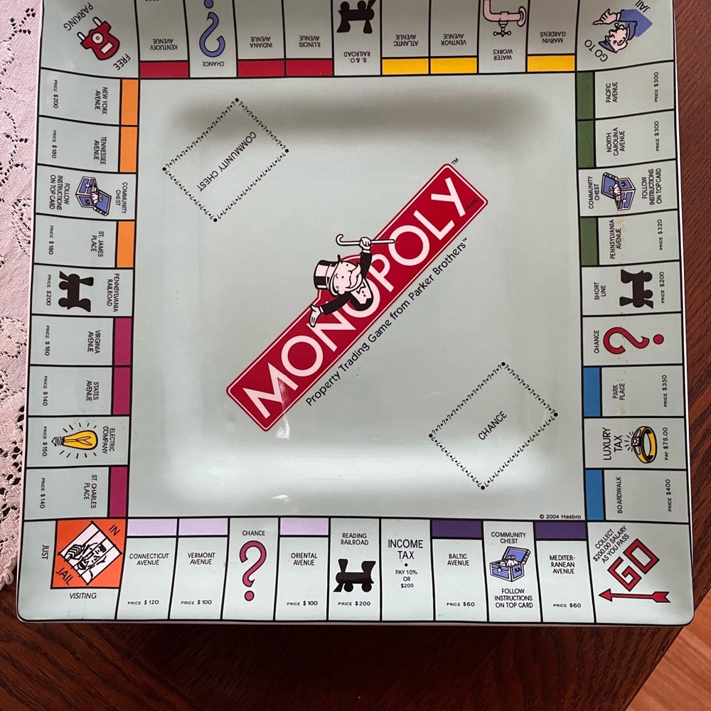 NWT Wine Things Unlimited VTG Hasbro Monopoly Game Serving Dish Platter